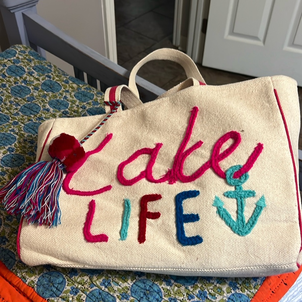 Katy did Lake Life canvas tote new with tags